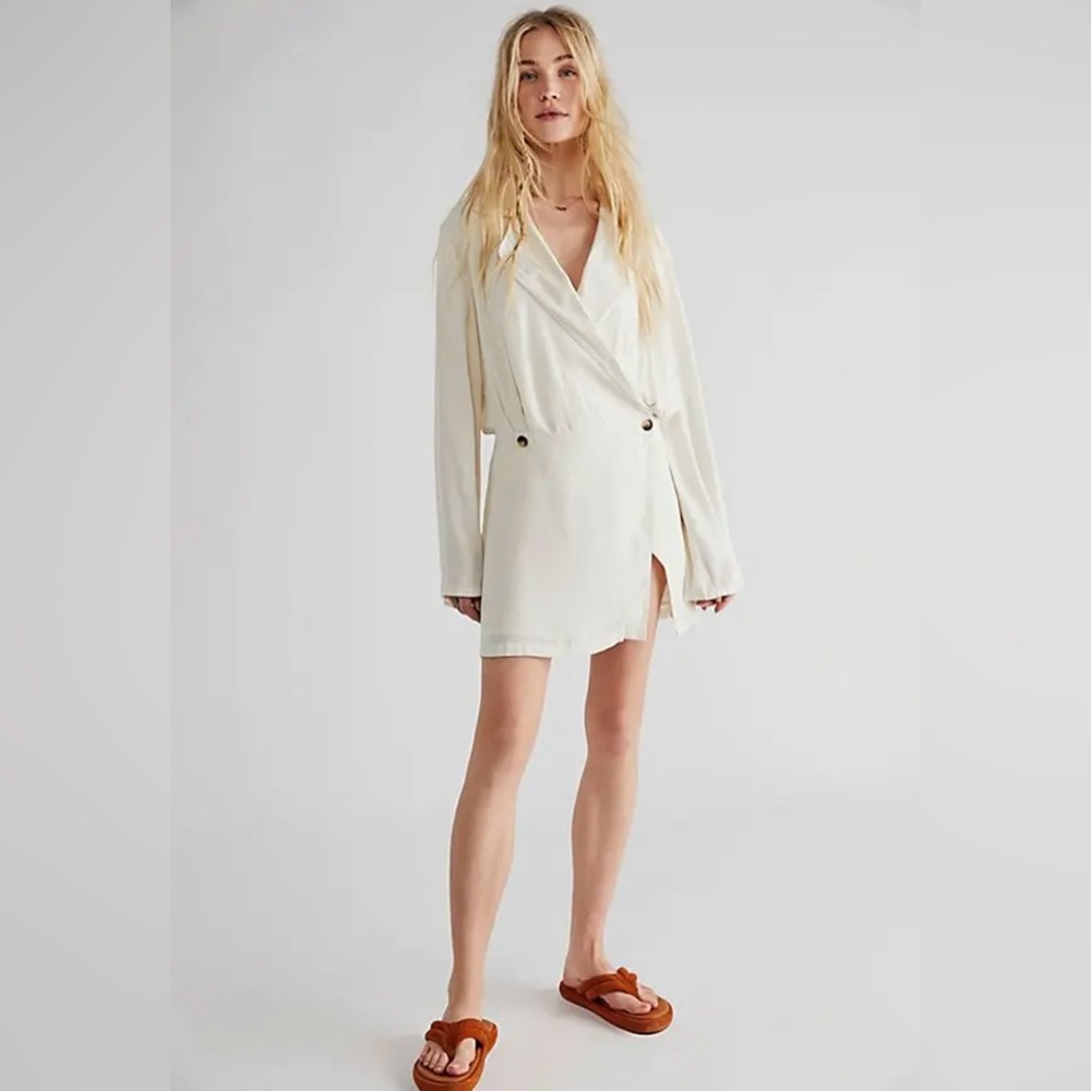 NEW Free People Mini Dress Womens XS / TP Ivory Simone By Bones Blazer NWOT $128